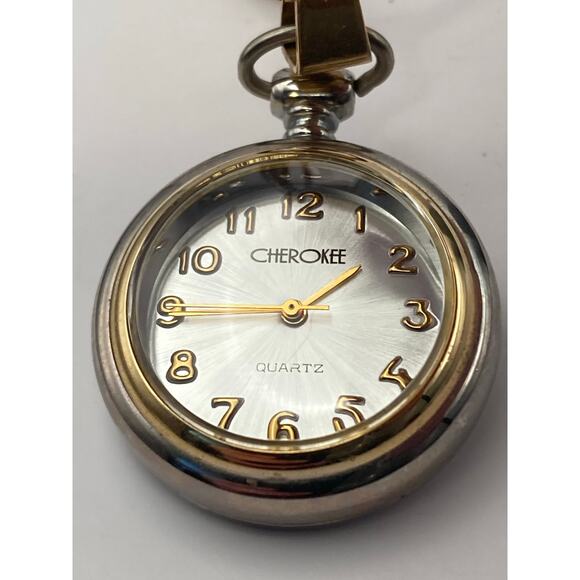 VTG Cherokee Womens Open Face Pendant Pocket Watch 30mm w/ Rope Necklace - Picture 7 of 7